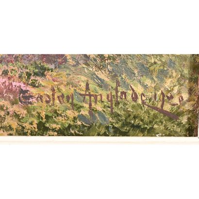 null ANGLADE Gaston (1854-1919). "Landscape of heather". Canvas signed lower right,...
