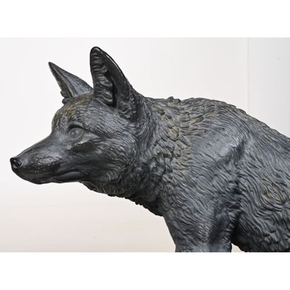null DUCEL Jean-Jacques. (1801-1877). "Fox and wild boar". Very rare pair of cast...