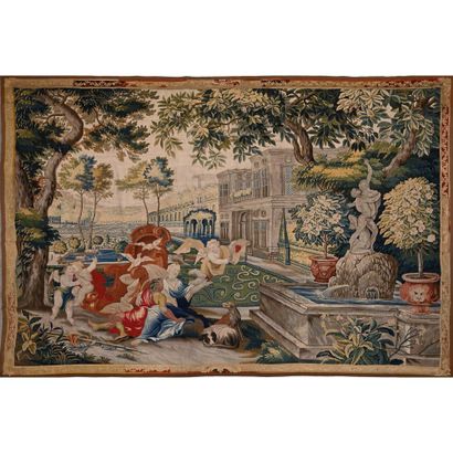 null Polychrome tapestry depicting Venus and Adonis. Probably English, early 18th...