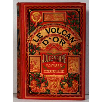 null Jules Verne, le volcan d’or, P., Hetzel, S.D. (1907-1910), cartonnage à un éléphant,...