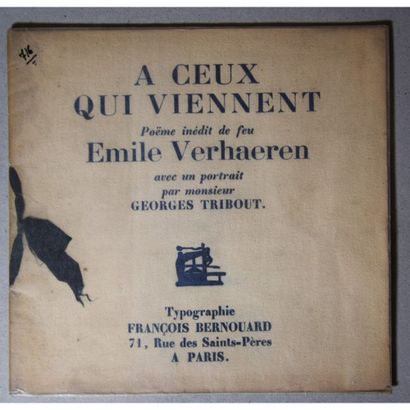 null Emile Verhaeren, a ceux qui viennent, avec un portrait par Monsieur Georges...
