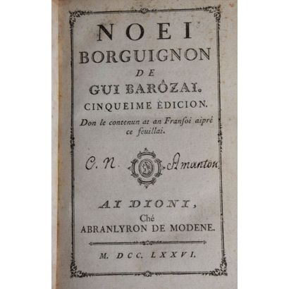 null [Monnoye (Bernard de)] Noel Borguignon de Gui Barôzai, don le contenun at an...