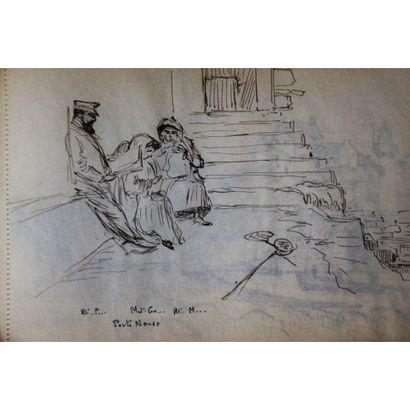 null Bretagne, petit carnet de croquis, 10/16cm., vers 1910, costumes, bateaux, pêcheurs,...