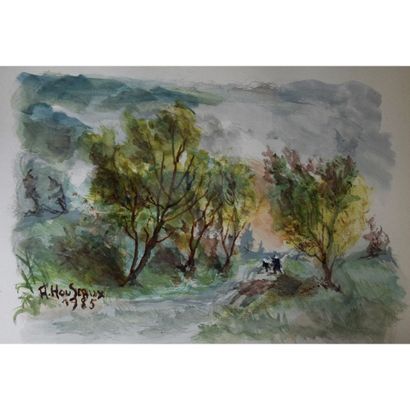null (Saint-Omer) Adrien Houseaux, 37 aquarelles dans les marais de la région de...