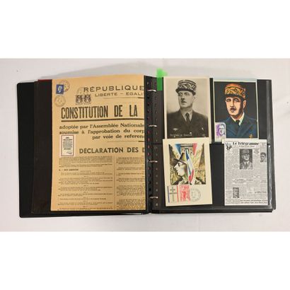 null Thème De Gaulle et Résistance. 2 albums de timbres et maj. documents. France...