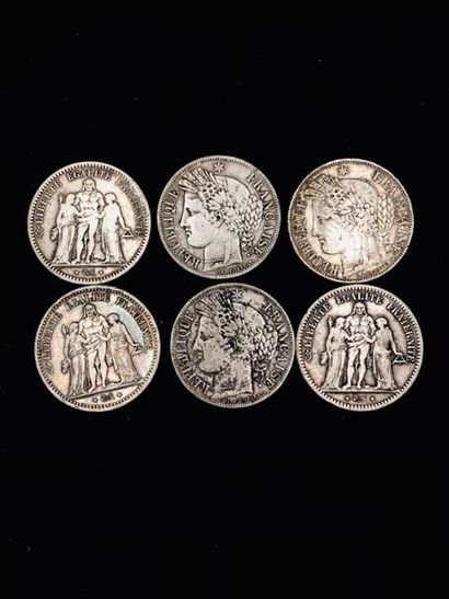 null 6 pieces of 5 francs silver - Second Republic 