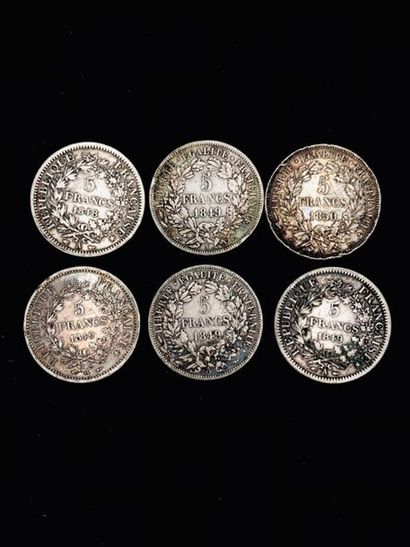 null 6 pieces of 5 francs silver - Second Republic 