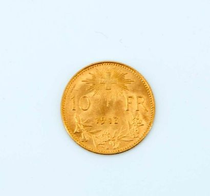 null 1 piece of 10 francs gold Swiss - year 1913