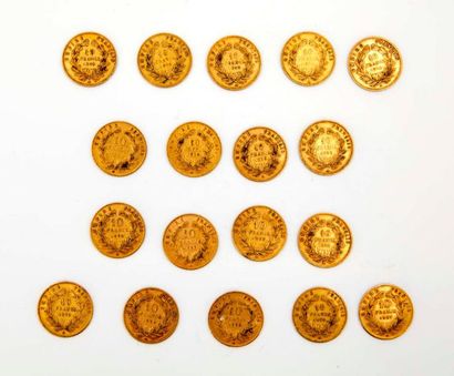 null 18 coins of 10 francs gold Napoleon - Second Empire