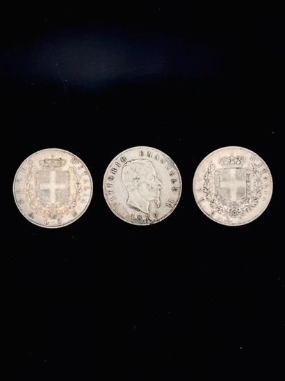 null 3 pièces de 5 lires argent Victor Emmanuel II