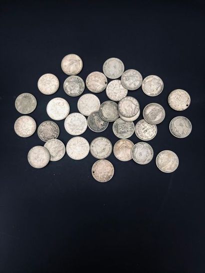 null A lot of 27 French and foreign silver 2 francs coins from the 19th and 20th...