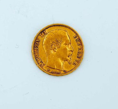 null a 20 francs gold coin Napoleon bareheaded - year 1859