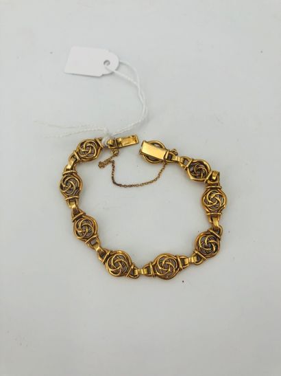 null Bracelet with stylised flower links in a swirl, 18 K yellow gold, wrist 17.5...