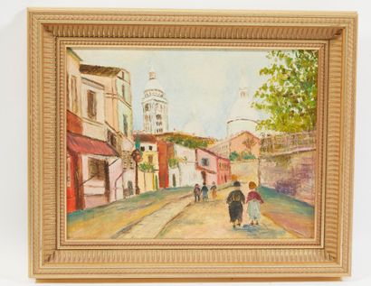 null * Dans le goût de Maurice UTRILLO (1883-1955). 

Montmartre, 

Huile sur panneau...