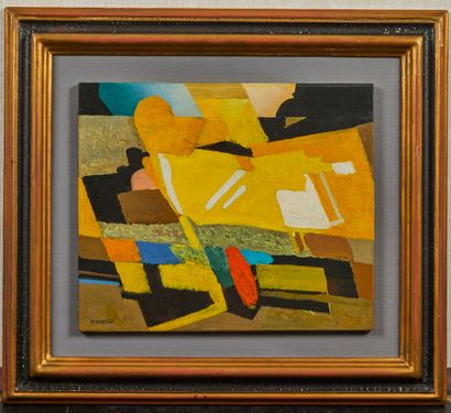 null Roland BIERGE (1922-1991). 

Yellow and Black Harmony

oil on paper mounted...