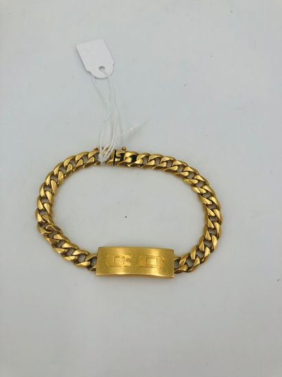 null Gourmet bracelet, the plate engraved C.D., 18 K yellow gold, wrist 20.5 cm,...