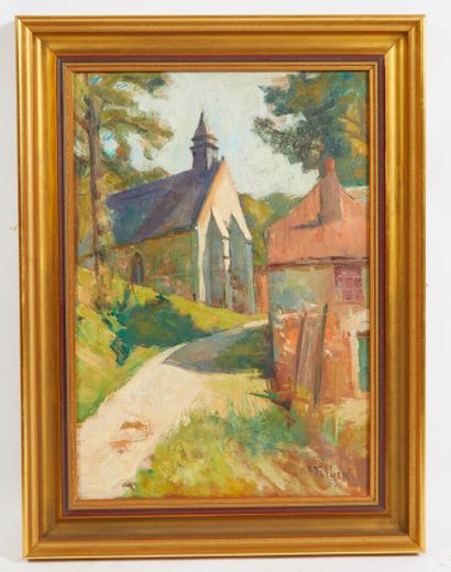 null * Raymond TELLIER (1897-1985). 

La chapelle du pèlerinage de Frévent

Huile...