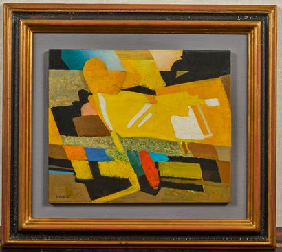 null Roland BIERGE (1922-1991). 

Yellow and Black Harmony

oil on paper mounted...