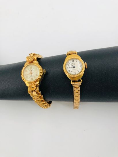 null EDMA, KILLS : deux montres de dame en plaqué or , mouvement