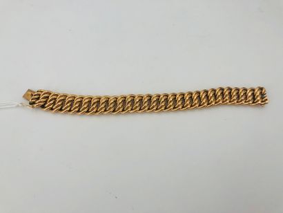 null Bracelet gourmette à maille américaine, or jaune 18 K, poignet 19 cm, poids...