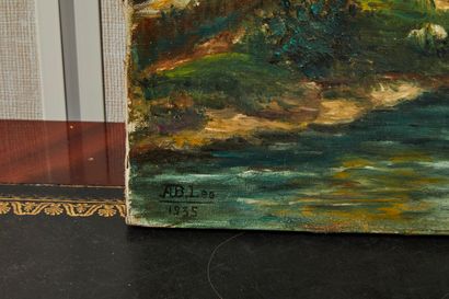 null 20th century school. 

Landscape with a river, 

Oil on canvas signed lower...