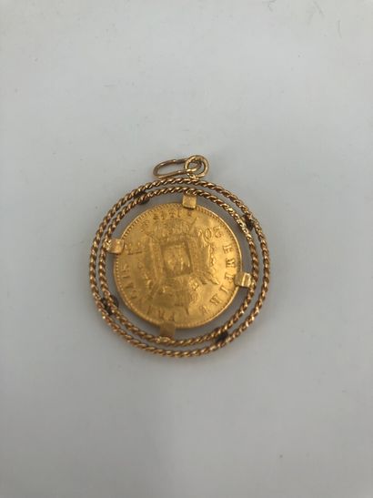 null Gold pendant with a 20 F gold coin 1865, BB strasbourg, gross weight 9,3 g