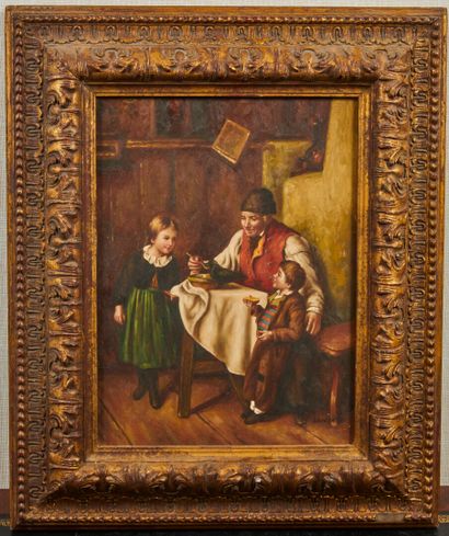 null In the taste of the 19th century

The beakful, 

Oil on panel, signed lower...