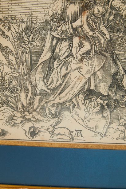 null * Albrecht DÜRER (1471-1528).

La Sainte Famille aux lapins.

Gravure sur bois,...
