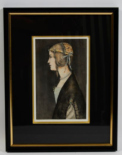 null * Ecole française XXe. 

Portrait de Madame X à la manière de Béatrice d'Este...