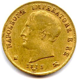 null NAPOLEON I King of Italy 1805-1814

20 Lire in gold 1813 Milan. 6,42 g

T.B...
