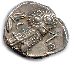 null ATTICA - ATHENS 338-329

Helmeted head of Athena, eye in profile. R/. Owl. Olive...