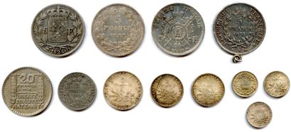 null Lot de 12 pièces en argent 19e et 20e siècles :

5 Francs Louis XVIII 1824 Lyon,...