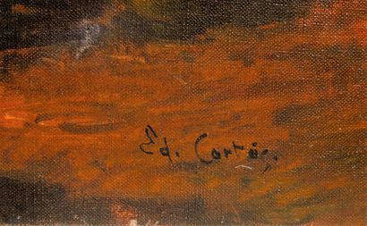  Édouard CORTES (1882-1969). 
Intérieur vendéen 
Huile sur toile signée en bas à...