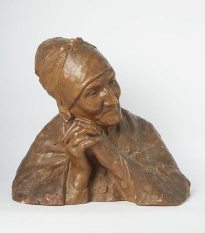 null Berthe IMER GIRARDET ( 1869-1940) d'après.

Buste de vieille femme au fichu

Terre...