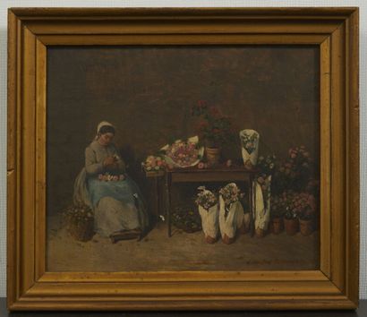 null Adolphe-Martial POTEMONT (1827-1883);

La petite marchande de fleurs

Huile...