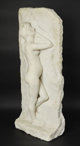 null Alfred BOUCHER ( 1850-1934).

Femme debout

Sculpture en marbre en taille directe

Signée

Haut:...