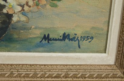 null Henri BOEZ ( 1892-1972). 

Vase de fleurs blanches

Aquarelle sur papier signée...