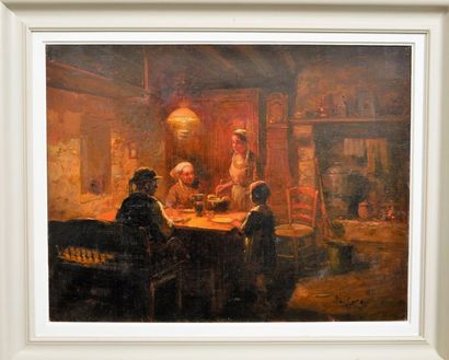  Édouard CORTES (1882-1969). 
Intérieur vendéen 
Huile sur toile signée en bas à...