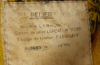 null Jean LURCAT ( 1892-1966) et Pierre LEGOUEIX pour la Manufacture d'AUBUSSON

Bélier

Tapisserie...