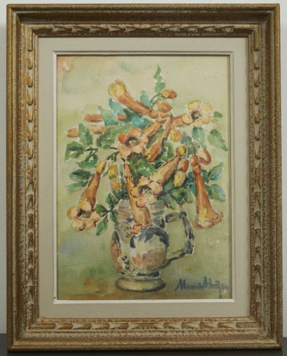 null Henri BOEZ ( 1892-1972). 

Vase de fleurs oranger

Aquarelle sur papier signée...