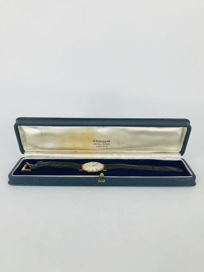 null JAEGER et LECOULTRE. Montre homme extraplate en or 750/1000e. Fond vissé. Bracelet...