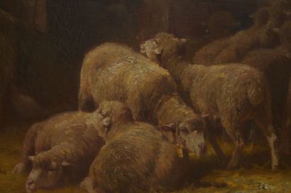 null Jules RAMET (1855-1927).

Moutons à la bergerie

Huile sur toile signée en bas...