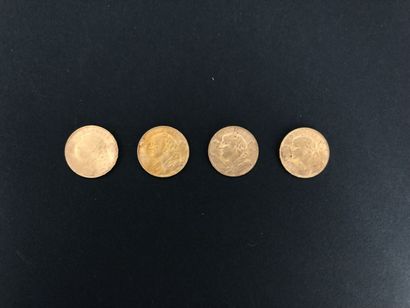null Lot de 4 pièces de 20 francs or helvète année 1935