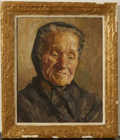 null Raymond TELLIER (1897-1985).

Portrait de vieille dame des Hautes Alpes

Huile...