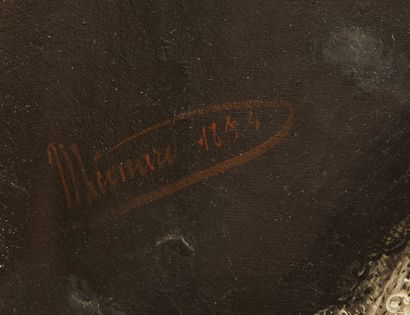 null École XIX ème siècle, 

Portrait de femme au châle noir , *

Huile sur toile,...
