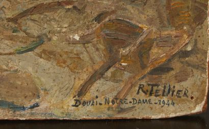null Raymond TELLIER (1897-1985). 

Notre-Dame, Douai,

Huile sur panneau signée,...