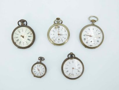 null Lot of 5 silver plated collar and gusset watches, early 20th century (accid...