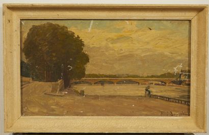 null René Sergent (1865-1927),

Pont d'Iena , 

Huile sur toile, signé en bas à droite,...