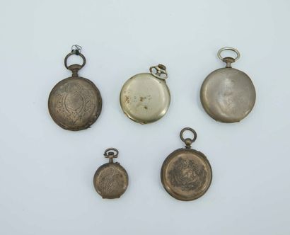 null Lot of 5 silver plated collar and gusset watches, early 20th century (accid...