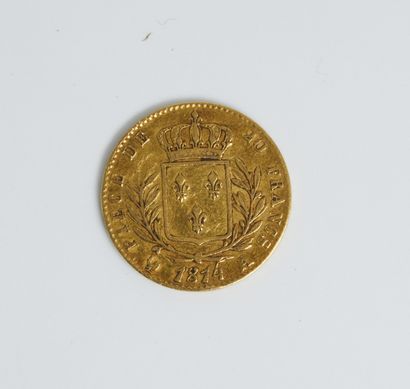 null A coin of 20 francs gold year 1814A with the effigy of Louis XVIII